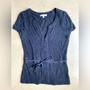 CLASSIQUES ENTIER knit top blazer jacket - black - ribbon detail - XS